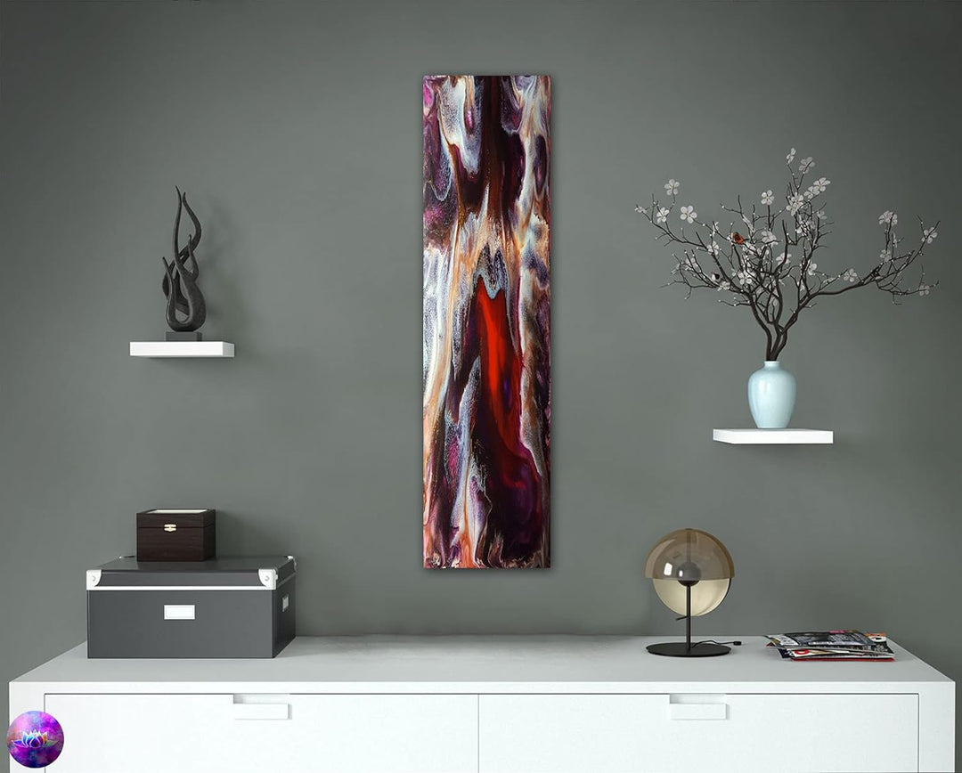 Bild auf Metall - 25 cm x 100 cm Moderne Kunst abstrakt - Kunstdruck auf leuchtend glänzenden Alumin