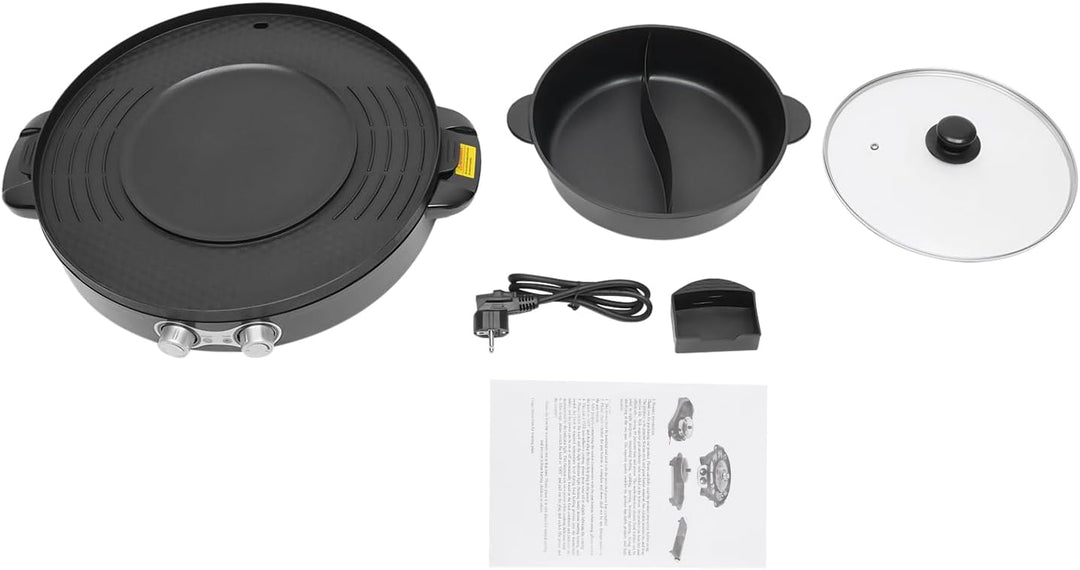 Food Party Hot Pot 220V 2200W Tischgrill Elektrisch Hotpot Topf Elektrogrill 2 in 1 Multifunktion El