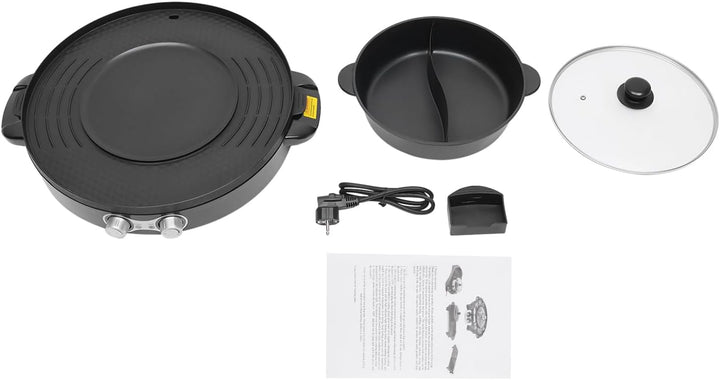 Food Party Hot Pot 220V 2200W Tischgrill Elektrisch Hotpot Topf Elektrogrill 2 in 1 Multifunktion El