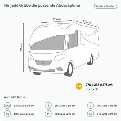 TRAVORA - Wohnmobil Schutzhülle - wetterfeste Wohnmobilabdeckungen - hochwertige Wohnmobil Abdeckpla