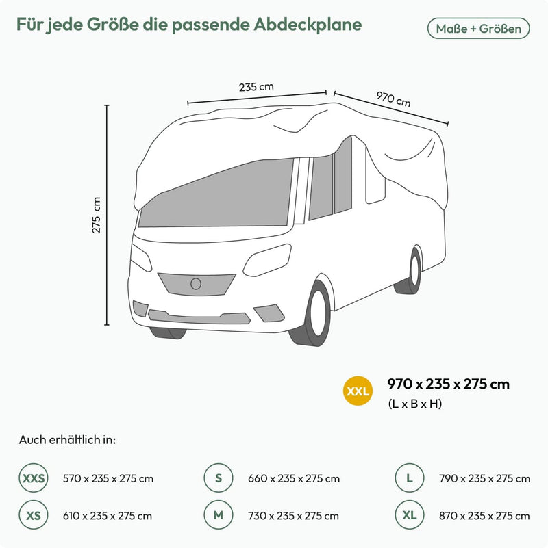 TRAVORA - Wohnmobil Schutzhülle - wetterfeste Wohnmobilabdeckungen - hochwertige Wohnmobil Abdeckpla