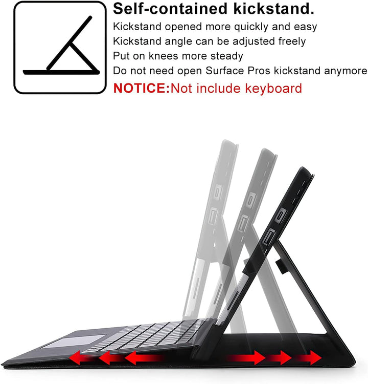 Omnpak Hülle für Microsoft Surface pro 7+/ 7/6 /5/4, Anpassbarer Betrachtungswinkel, Kompatibel mit