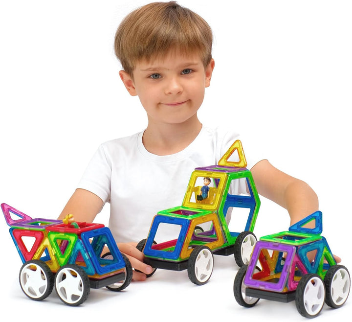 MAGNIKON Magnetische Bausteine “Der Autopark” - Magnetbau-Set 44-teilig, Magnetbausteine, ideal als
