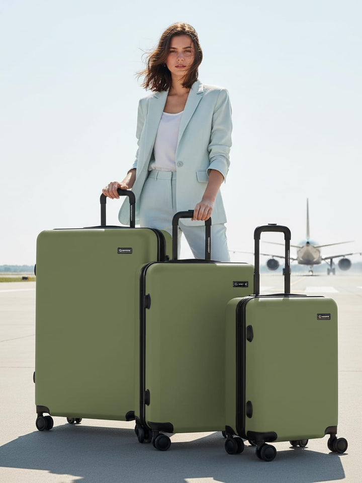 SMARTBOX Kofferset 3-teilig Hartschale ABS 4-Doppelrollen Olive Set, Olive Set