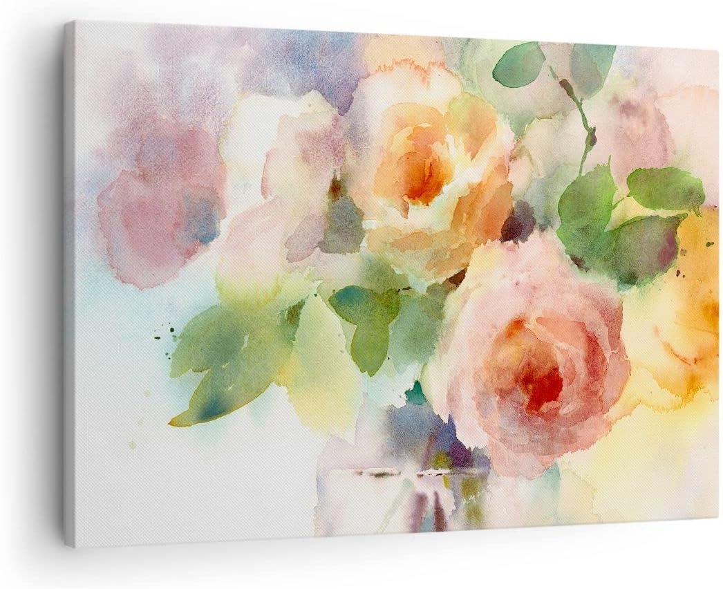 Bilder auf Leinwand Rose Blume Garten Leinwandbild mit Rahmen 70x50cm Wandbilder Dekoration Wohnzimm
