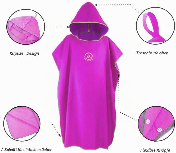 Hiturbo Mikrofaser Handtuch Poncho, Umziehhilfe Strand, Surf Poncho Herren und Damen Changing Robe,
