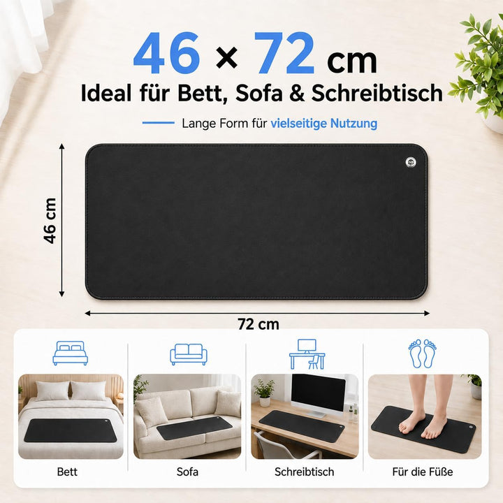 Erdungsmatte für Besseren Schlaf Leitfähige Erdungsmatte Mit 15ft Erdungskabel Universal Pad 46x72cm