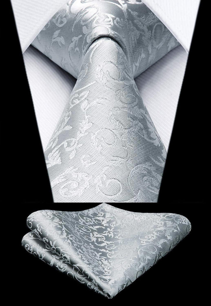 HISDERN Herren FLoral Hochzeit Weste Krawatte Einstecktuch Taschentuch Jacquard Weste Anzug Set L Si