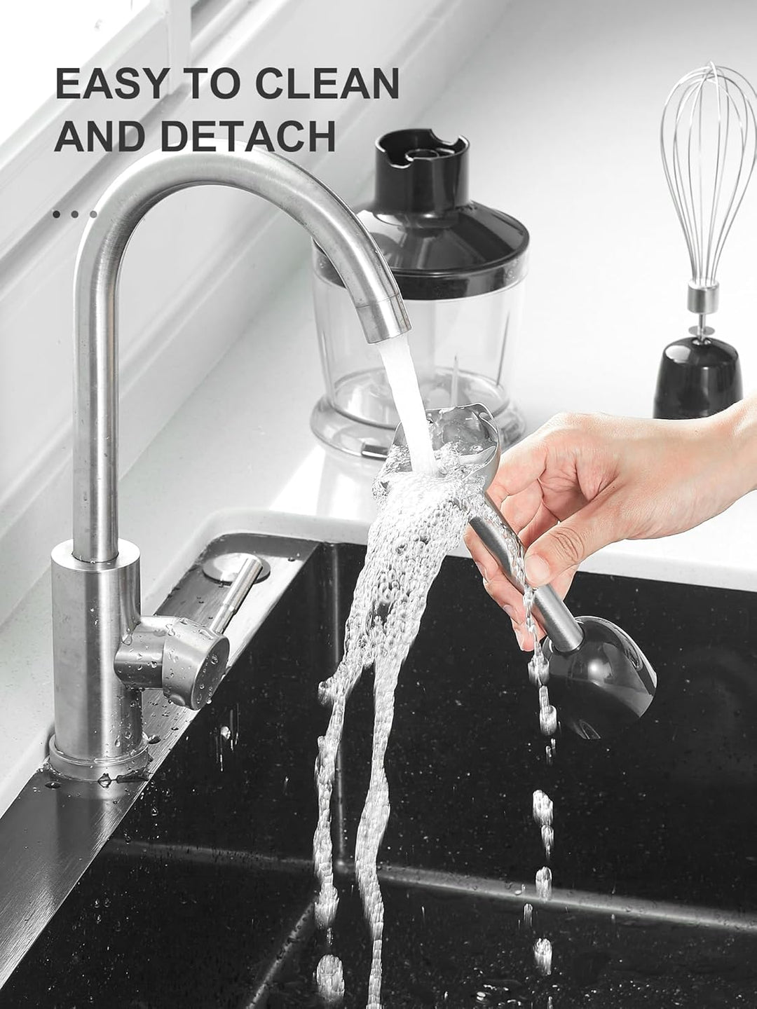Pürierstab, 5-in-1 Stabmixer Edelstahl, 1000W Pürierstab mit 12 Geschwindigkeiten und Turbo-Modi, In