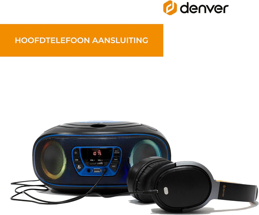 Denver TCL212BT Radio mit Bluetooth, Bluetooth Radio mit Lichteffekte, Tragbarer CD player, AUX, USB