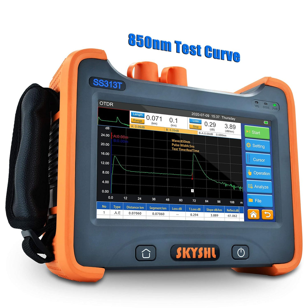 850nm/20dB und 1300nm/26dB Multimode LWL OTDR Glasfaser Tester mit OPM+OLS+VFL+Karte Ereignis+7-Zoll