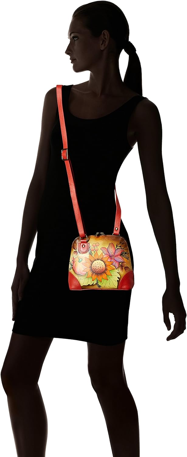 Anna by Anuschka Kleine Damen-Handtasche aus echtem Leder mit Reissverschluss | Organizer mit mehrer