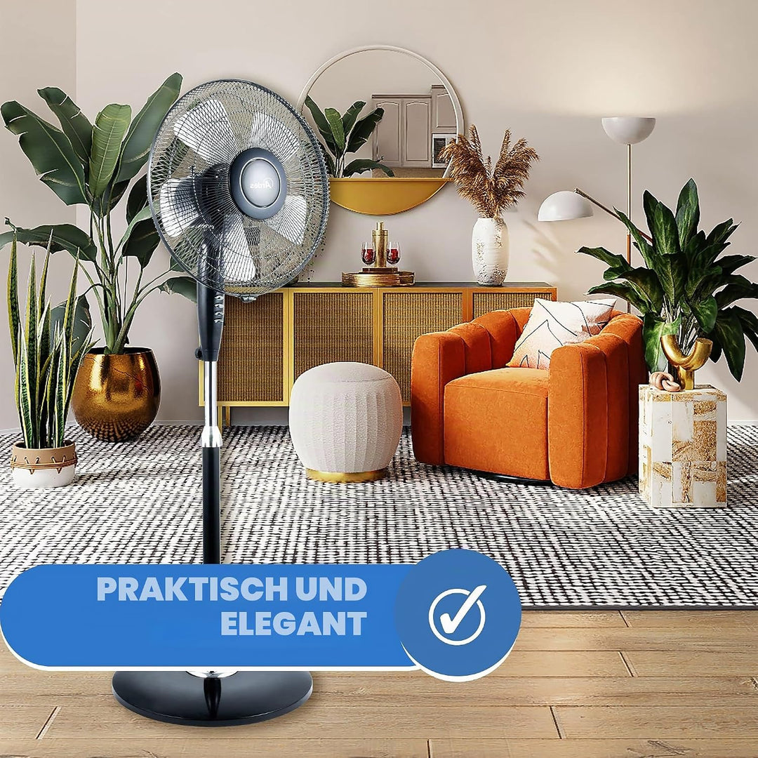 ARDES - Standventilator, leistungsstark, leise, 5 Flügel, 40 cm, oszillierend, mit verstellbarer Höh