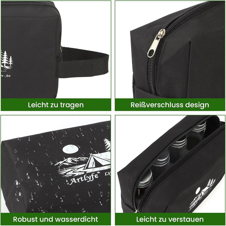 8 Stück Gewürzgläser Camping Set, Outdoor Gewürzdosen Set mit Löffel und Aufkleber, Reise Gewürzset