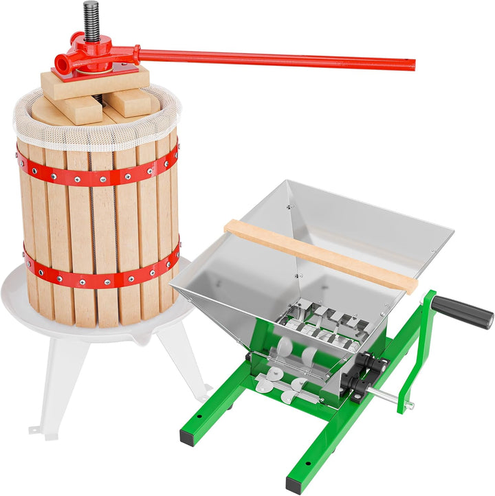 Wiltec Obstpresse 18l inkl Presstuch und Obstmühle 7l zur Maischeherstellung