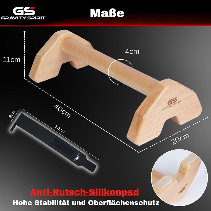 Parallettes aus Holz – Liegestützgriffe für Calisthenics & Handstand – Rutschfeste Griffe mit Tasche