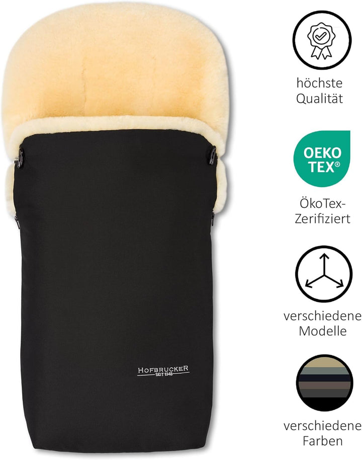 Hofbrucker Lammfell-Fusssack Putzi Kinderwagen, Buggy/Winterfusssack wind- & wasserabweisend/Warmer