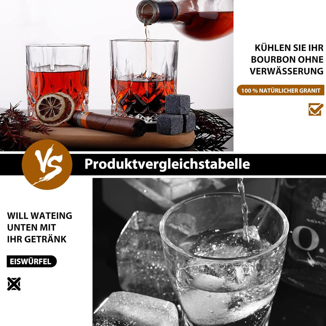 Whisky Glas und Stein Set Geschenk für Männer Ehemann Papa Freund Geburtstag Weihnachten Vatertag Be