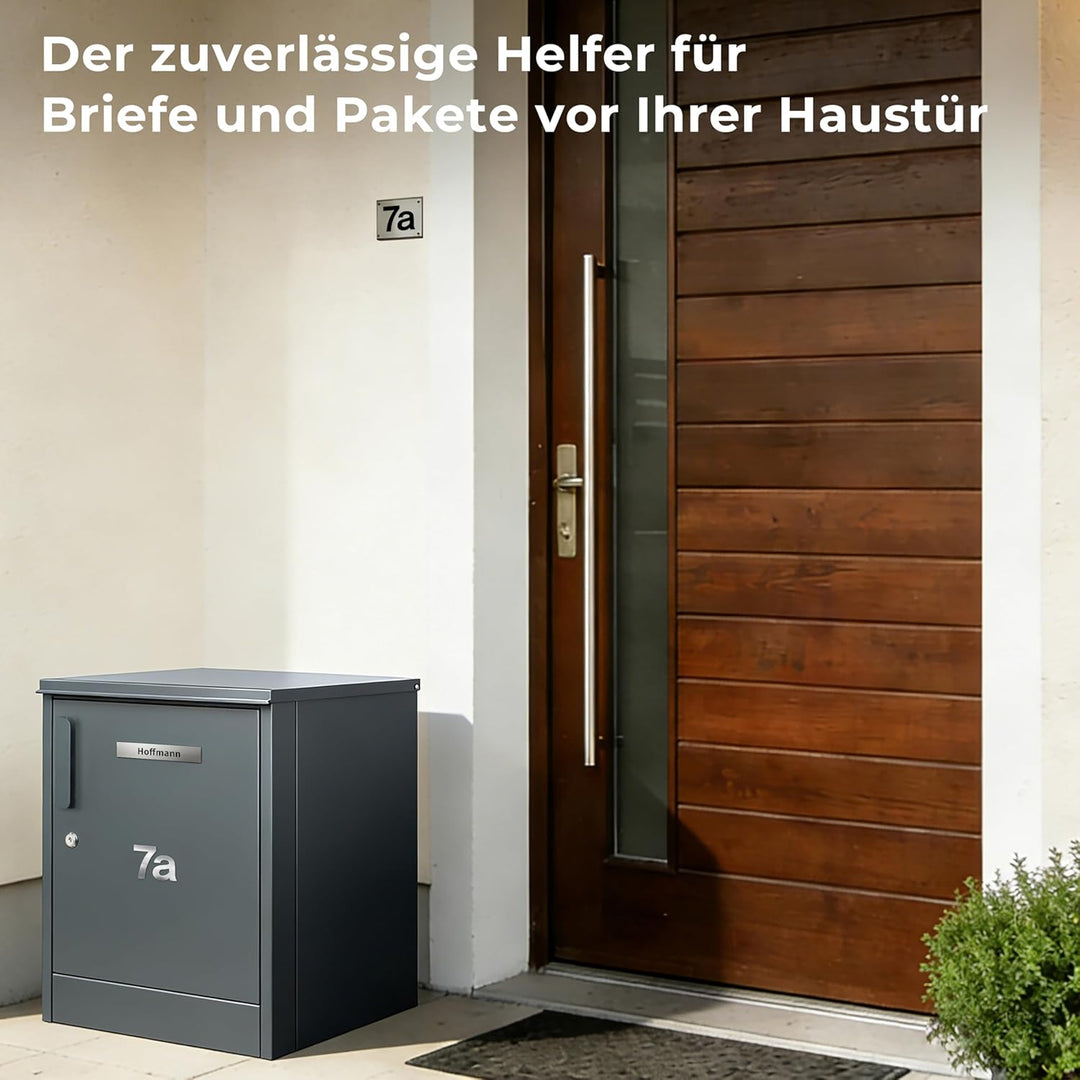 Zedelmaier Paketbox, Grosses Paketfach in Anthrazit zur Wandmontage, Personalisierte Paketbox für Dr
