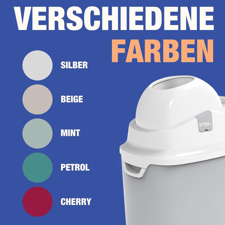 Geruchsdichter Windeleimer Diaper Champ ONE Windelbehälter funktioniert mit normalen Tüten Müllbeute