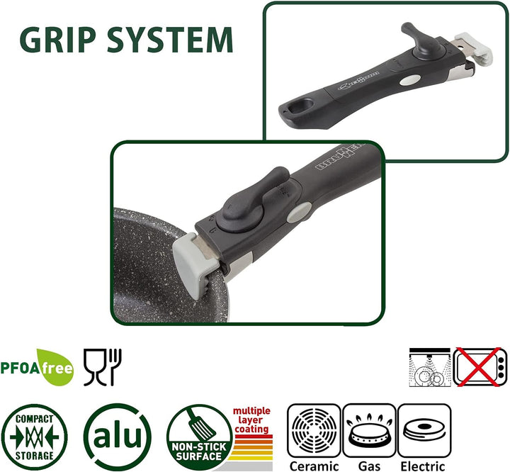 BRUNNER Camping Kochgeschirr-Set Alu (Töpfe und Pfannen) - ø 20, 22, 24, 26-cm Pirate Vakublock - 4