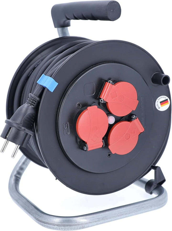 as - Schwabe Sicherheits-Kabeltrommel, 10116 230mmØ, 25m Kabel H05RR-F 3G1,5 schwarz, IP44 Aussenber