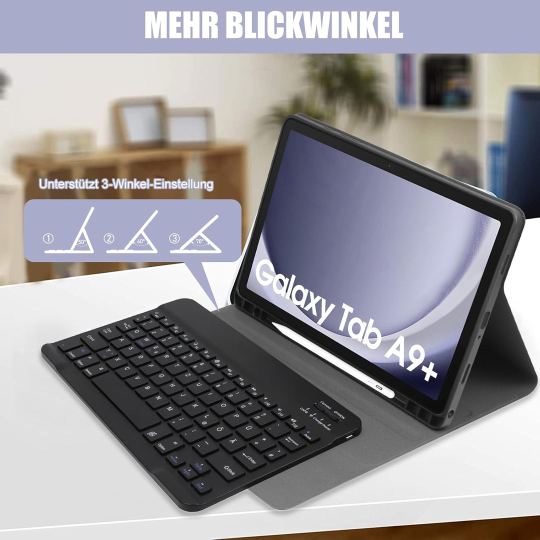Zabatoco Tastatur Hülle für Samsung Galaxy Tab А9 Plus 2023 11 Zoll [QWERTZ Deutsches], Abnehmbar Ta