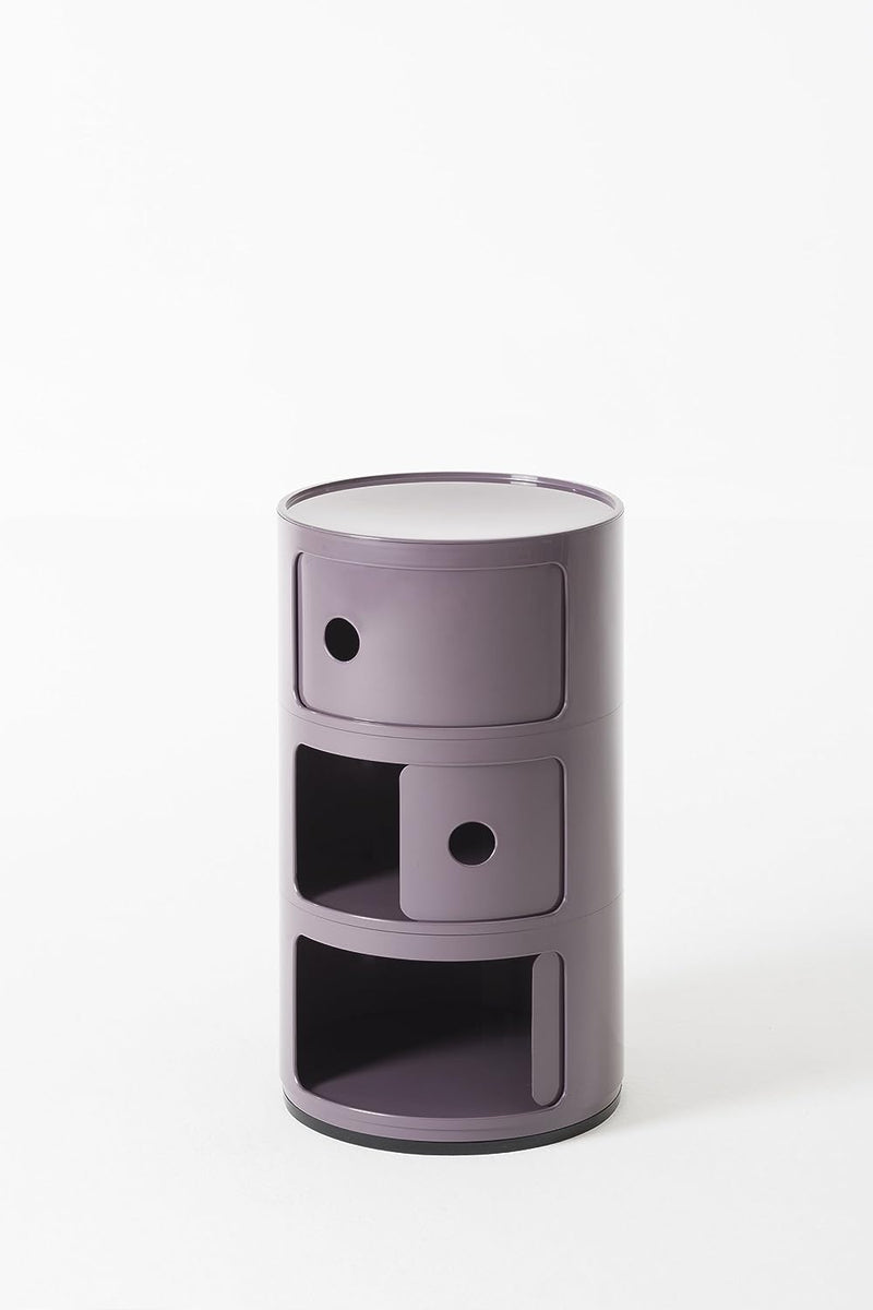 Kartell Componibili, 3 Elements, Violet, Runde Basis 3-fächer Violett, 3-fächer Violett
