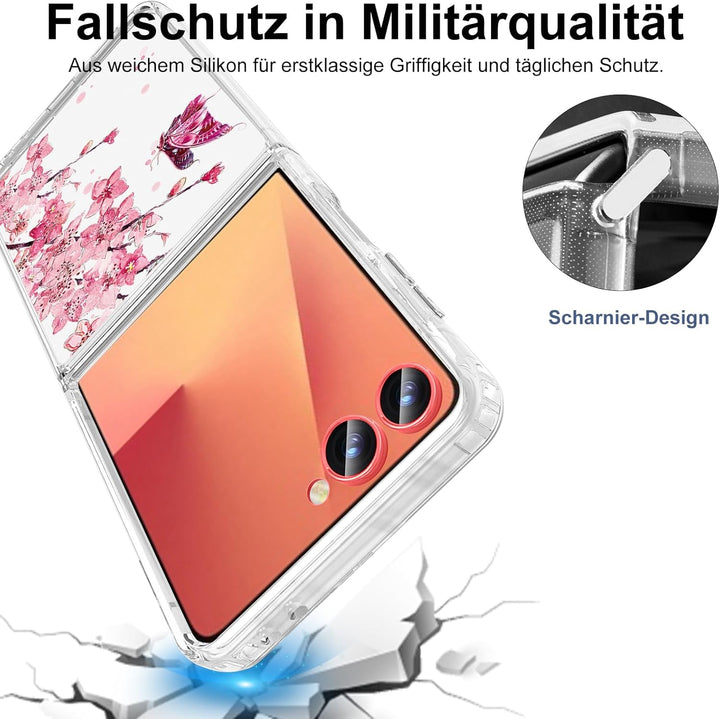 Galaxy Z Flip 7 Handyhülle für Samsung Galaxy Z Flip 7 Hülle 5G, Ultra Dünn Transparent Silikon Blum