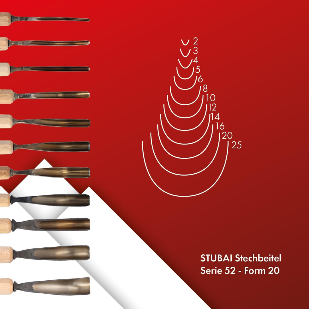 Stubai Stechbeil Form 20 + Heft scharostfrei geschliffen, SB Verpackung, 6 mm, 522006