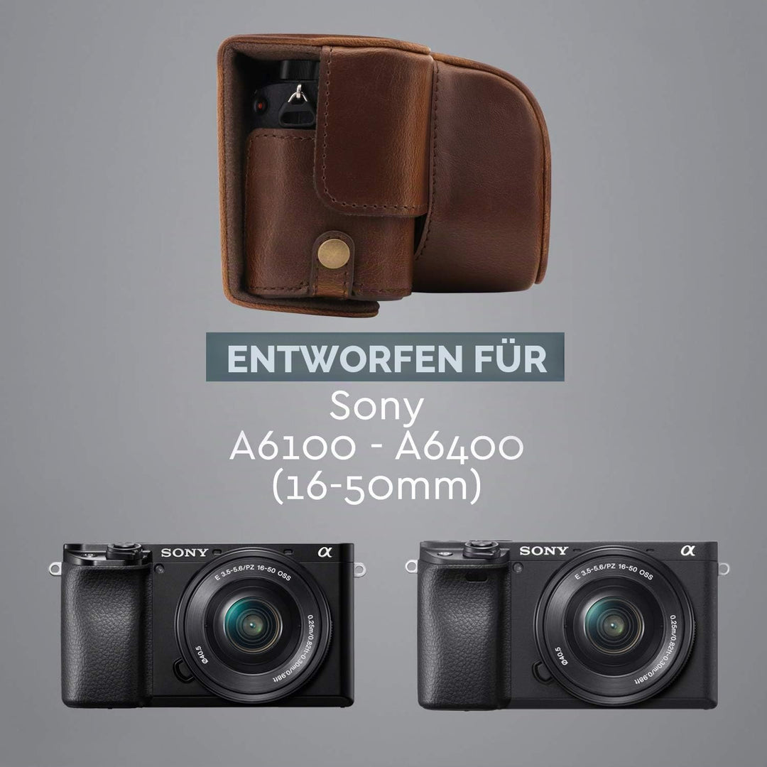 MegaGear MG1652 Ever Ready Kameratasche für Sony Alpha A6100, A6400 (16–50 mm) Braun, Braun