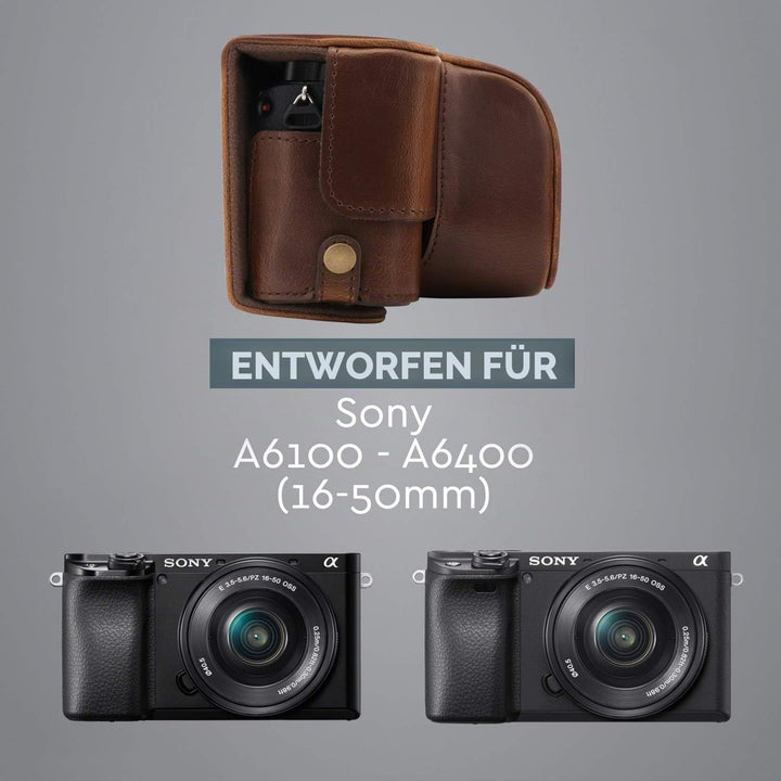 MegaGear MG1652 Ever Ready Kameratasche für Sony Alpha A6100, A6400 (16–50 mm) Braun, Braun
