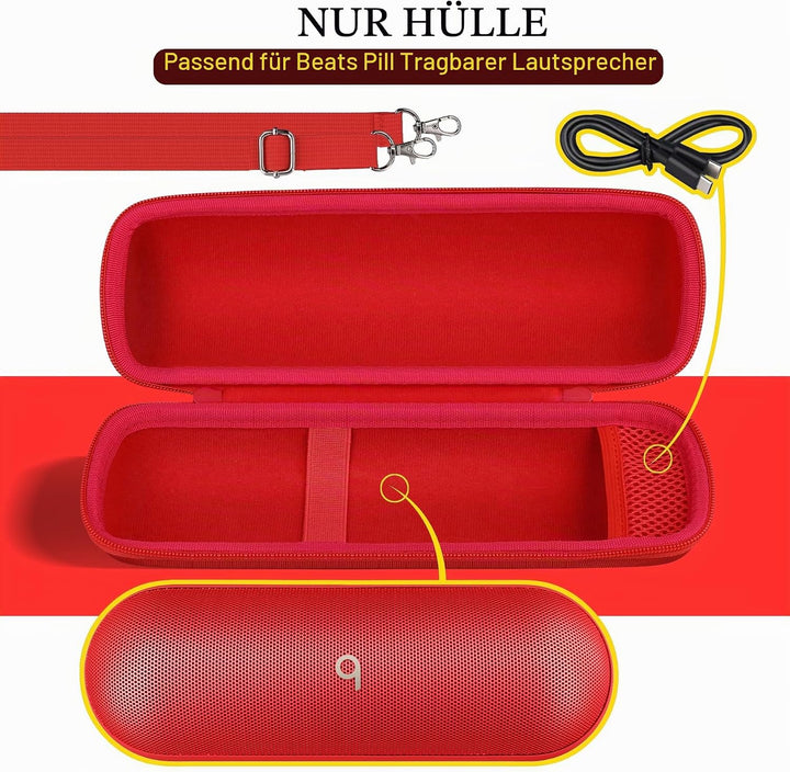 co2CREA Hart Reise Schutz Hülle Etui Tasche für Beats Pill Tragbarer Bluetooth Lautsprecher, Beats b