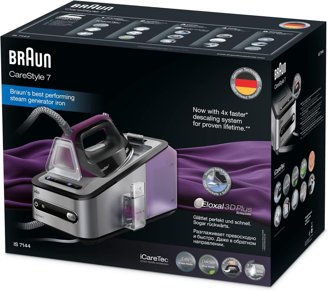 Braun CareStyle 7 IS 7144 Dampfbügelstation | 2.400 Watt | 7 bar | Dampfstoss: 450 g/min | abnehmbar