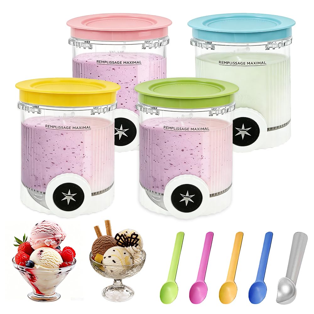 4 Stück Creami Behälter für Ninja Creami Swirl, 500ML Ersatzbecher für Ninja Swirl Creami NC700 &amp; NC
