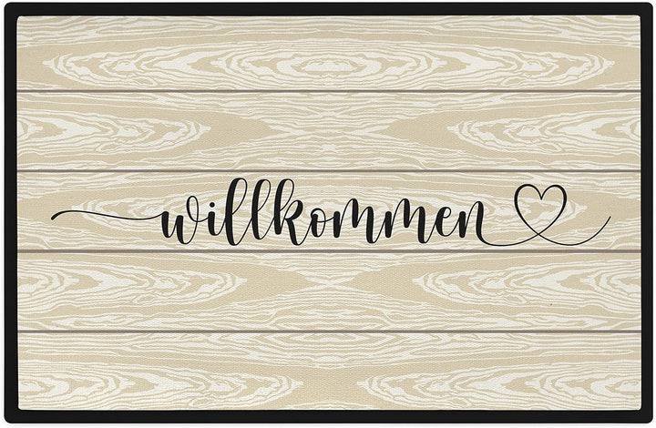 Trendation - Willkommen Holz Grafik Fussmatte Geschenk Schöne Fussmatte Aussen und Innenbereich 60x4