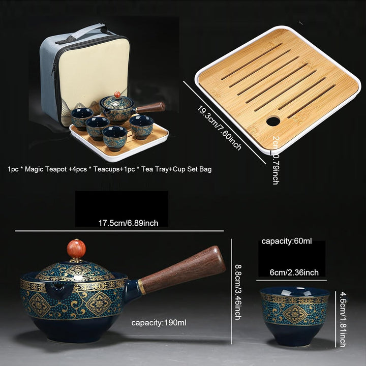 Reise-Tee-Set 360 ° rotierende Teekanne mit Anti-Scald-Griff Abnehmbarer chinesischer Tee-Set mit tr
