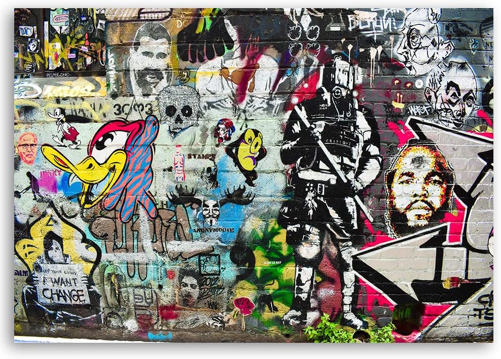 Feeby Bild auf Vlies Leinwand Street Art Abstrakt 40x30 cm Kunstdruck Modern Wandbilder Deko Flur Wo