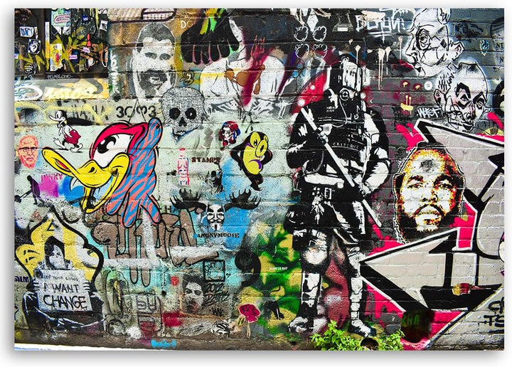 Feeby Bild auf Vlies Leinwand Street Art Abstrakt 40x30 cm Kunstdruck Modern Wandbilder Deko Flur Wo
