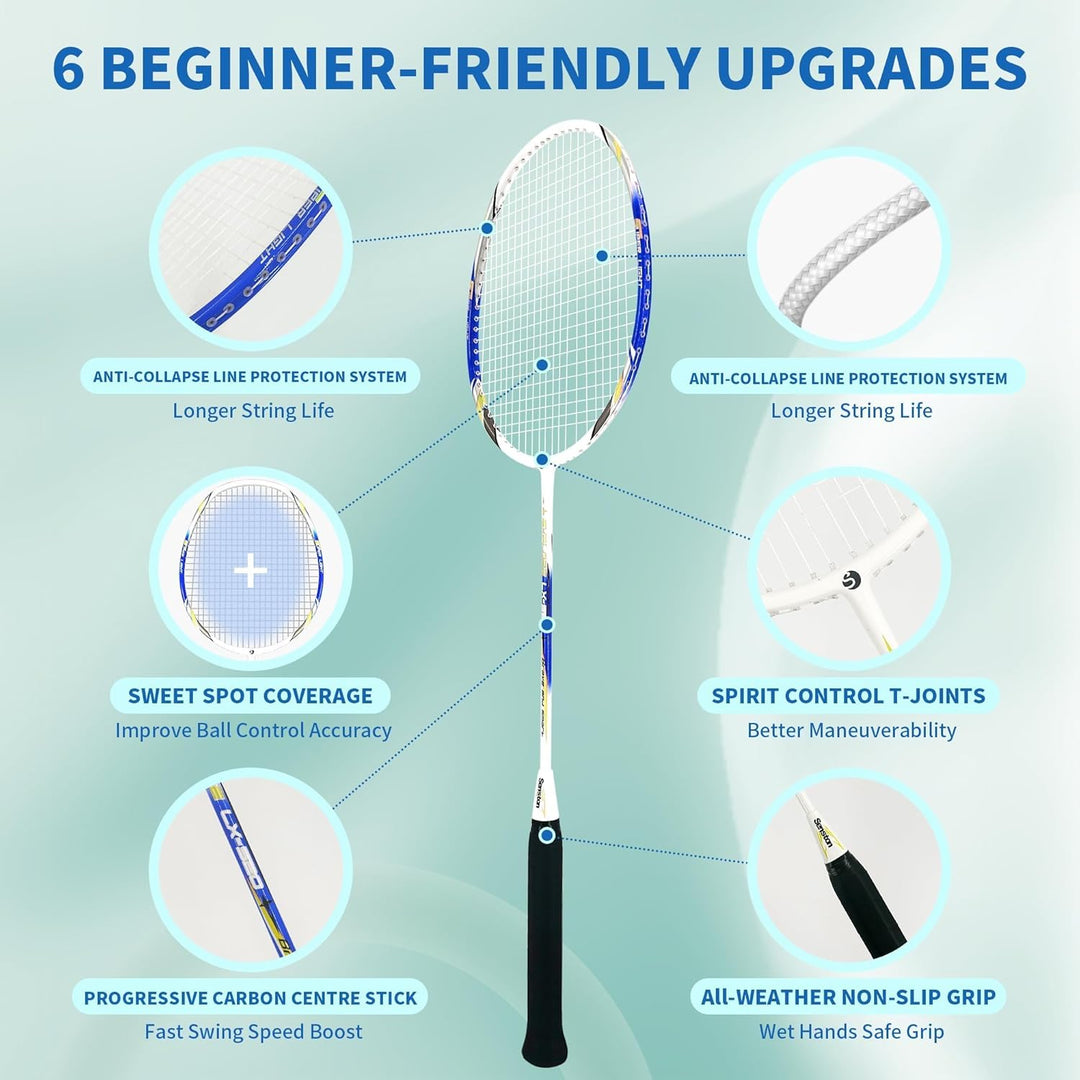 Senston Graphit Badminton Set Carbon Profi Badmintonschläger Leichtgewicht Badminton Schläger Federb