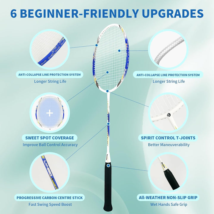 Senston Graphit Badminton Set Carbon Profi Badmintonschläger Leichtgewicht Badminton Schläger Federb