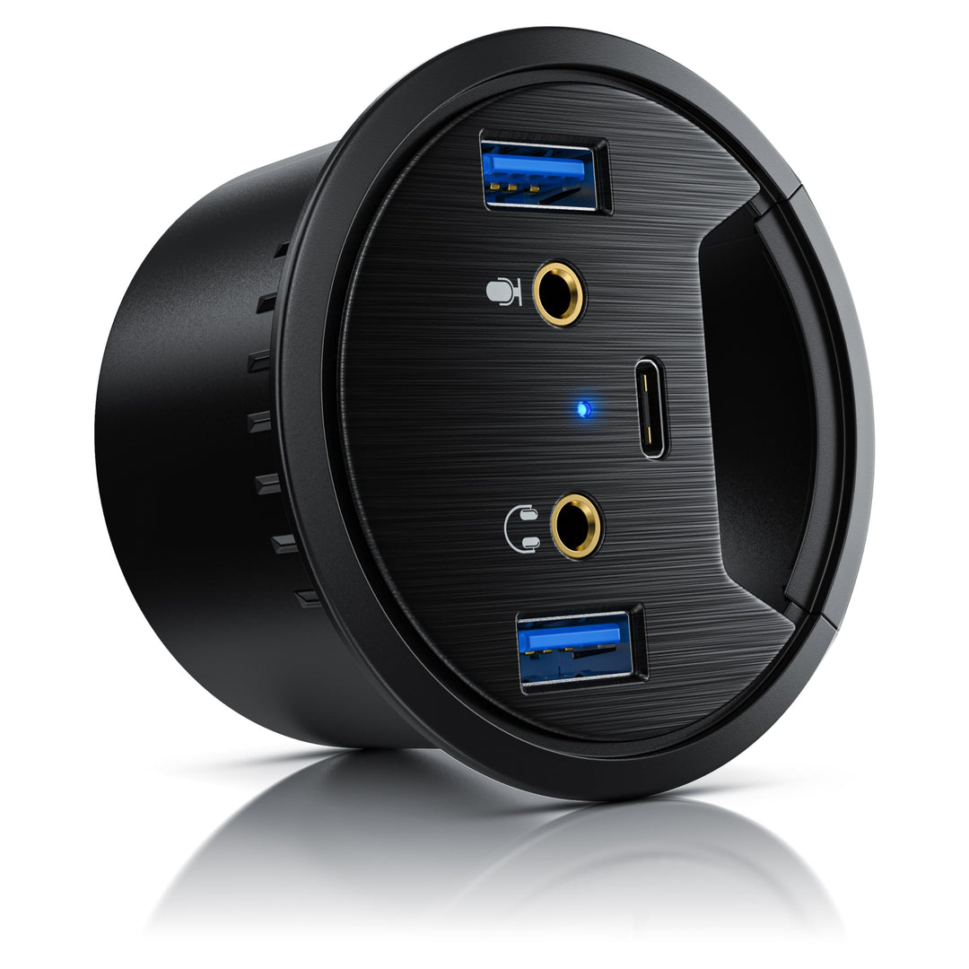 CSL - USB 3.0 In-Desk USB Hub - Tisch Kabeldurchführung - Tischkabeldose - 2 x USB 3.2 – 1 x USB C 3