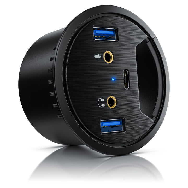 CSL - USB 3.0 In-Desk USB Hub - Tisch Kabeldurchführung - Tischkabeldose - 2 x USB 3.2 – 1 x USB C 3