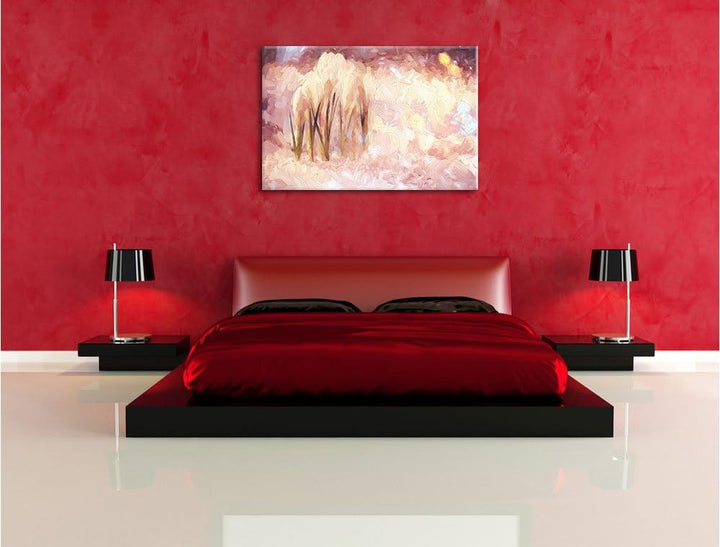 Pixxprint Schneeglöckchen im Frühjahr Kunst / 100x70cm Leinwandbild bespannt auf Holzrahmen/Wandbild