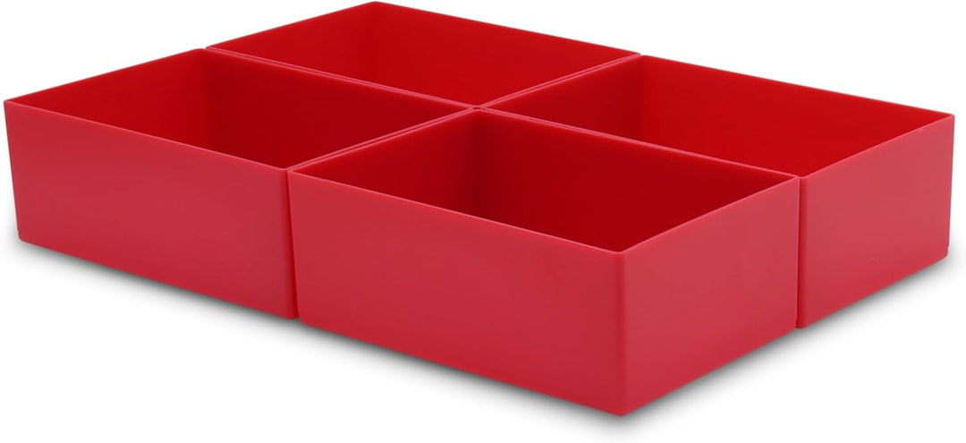 1a-TopStore 25 Stück Einsatzkasten Serie E63/4, rot, 162x108x63 mm, aus Polystyrol, Industrienorm, f