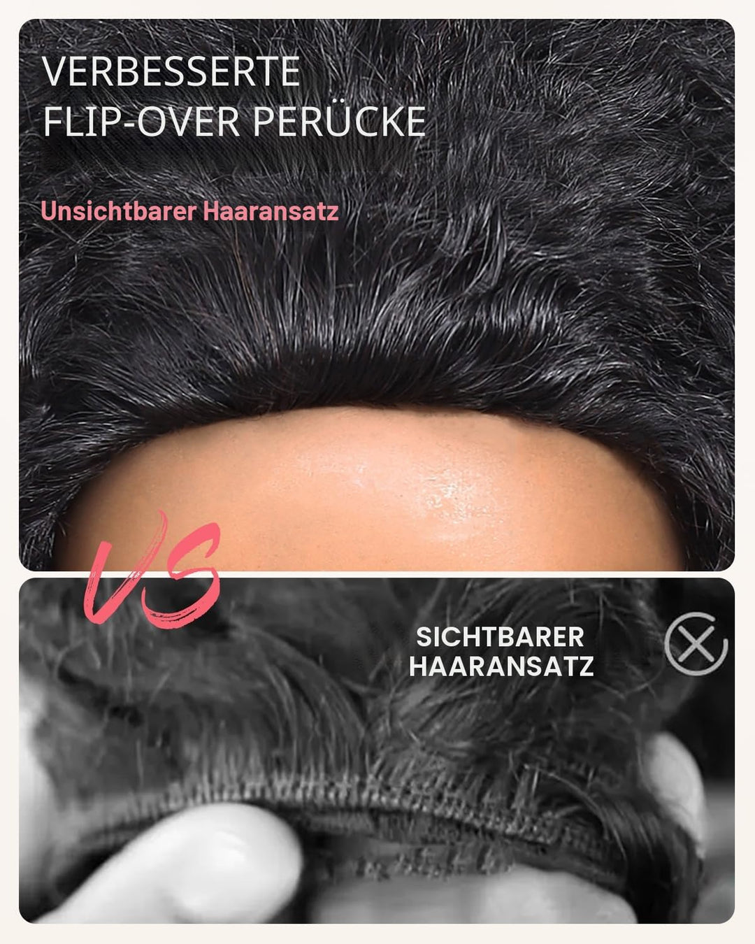 Tunfine Curly Half Wig Echthaar perücke 200 Dichte Water Wave 3 in 1 Seamless Flip Over Wigs Perücke