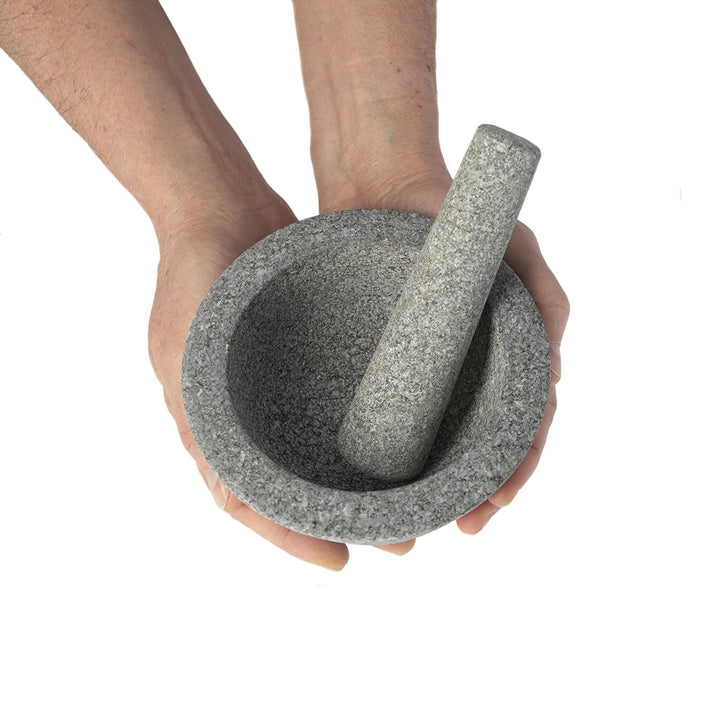 Mörser und Stössel aus Granit 13cm – Steinmörser | Küchenmörser | Mörser mit einem Stampfer