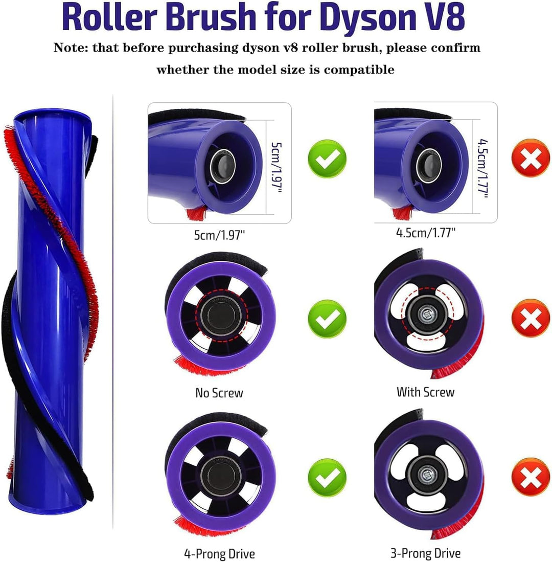 Ersatz Bürstenrolle passend für Dyson V8 Absolute / V8 Animal, Rotierende Walzenbürste 967485-01, Er
