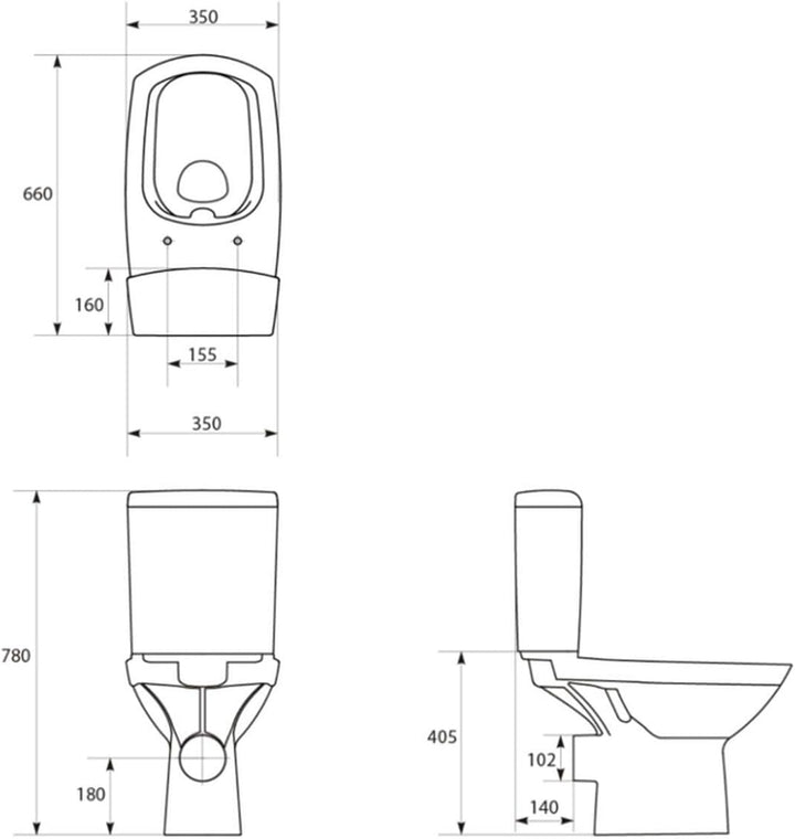 Keramik Stand- WC Toilette Komplett -Design- Set mit Spülkasten WC- Sitz Slim aus Duroplast mit Abse
