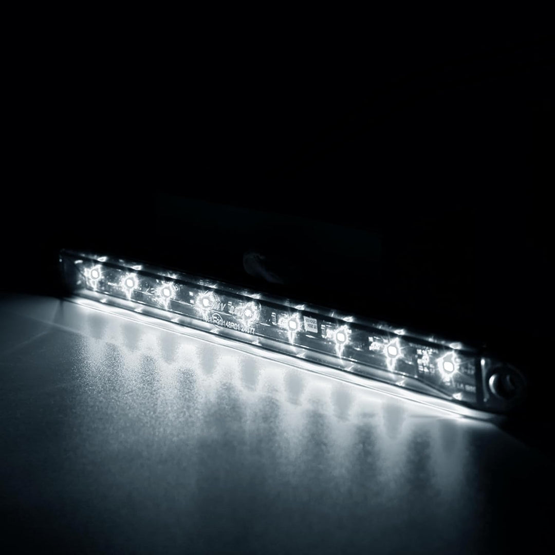 Flache LED-Positionsleuchte, Graphit-Rauchweiss, 12/24 V, IP68, 9 LEDs, universelle Montage, Kabel 2